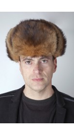 Polar polecat fur hat, Russian style